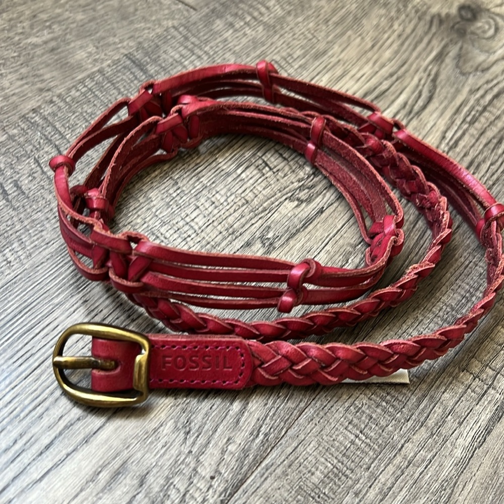 Fossil Leather Braided Belt, Woman’s, Pink